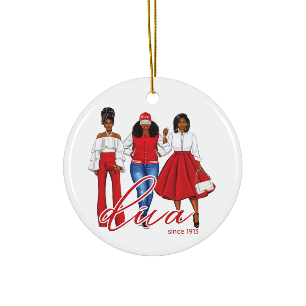 Divine Sisterhood Ceramic Ornament in Red/White