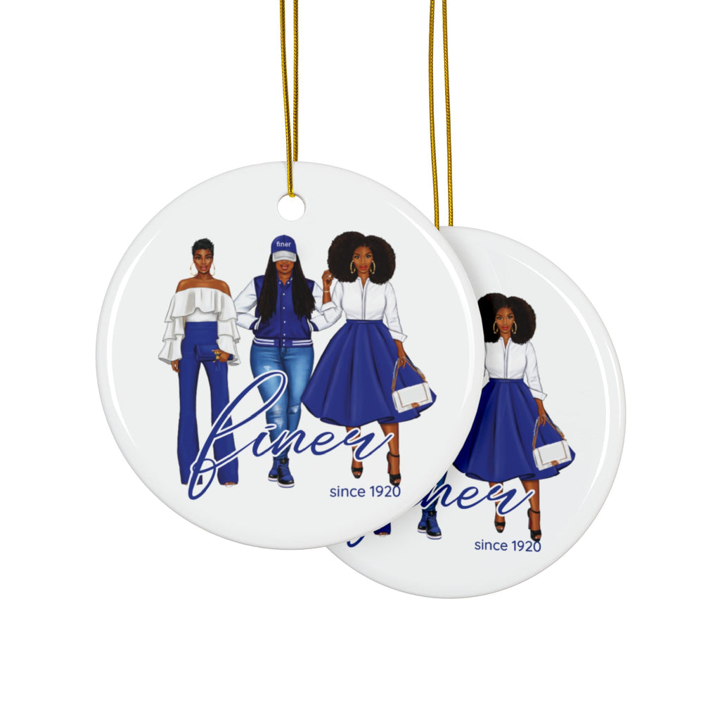 Divine Sisterhood Ceramic Ornament in Blue/White