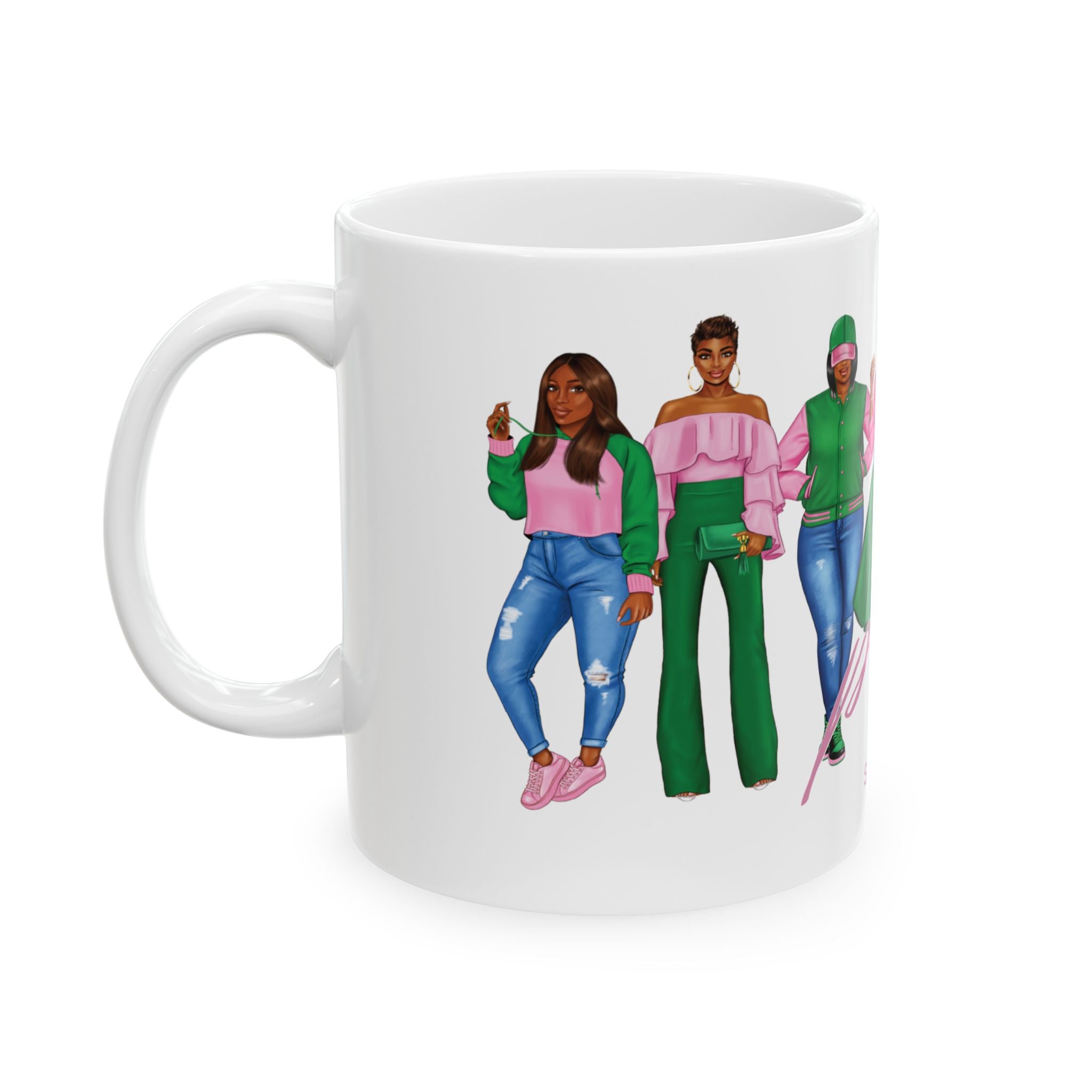 Divine Sisterhood Ceramic Mug in Pink/Green (11oz/15oz)