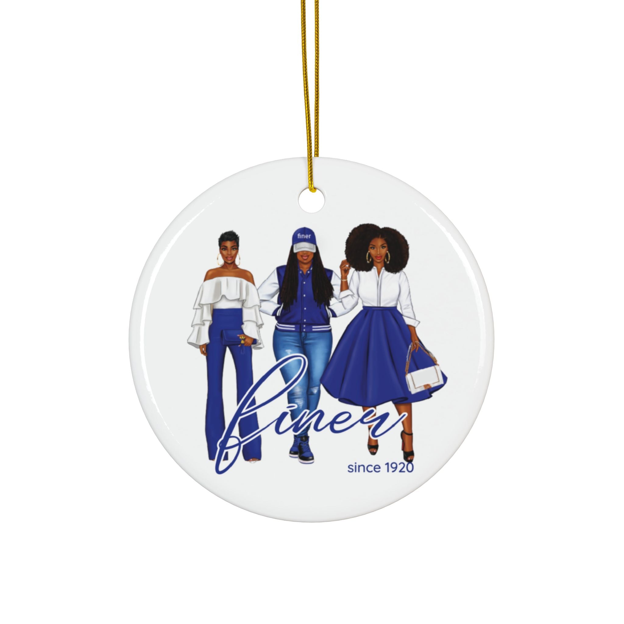 Divine Sisterhood Ceramic Ornament in Blue/White