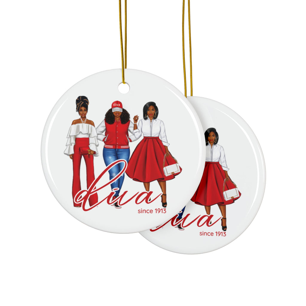 Divine Sisterhood Ceramic Ornament in Red/White