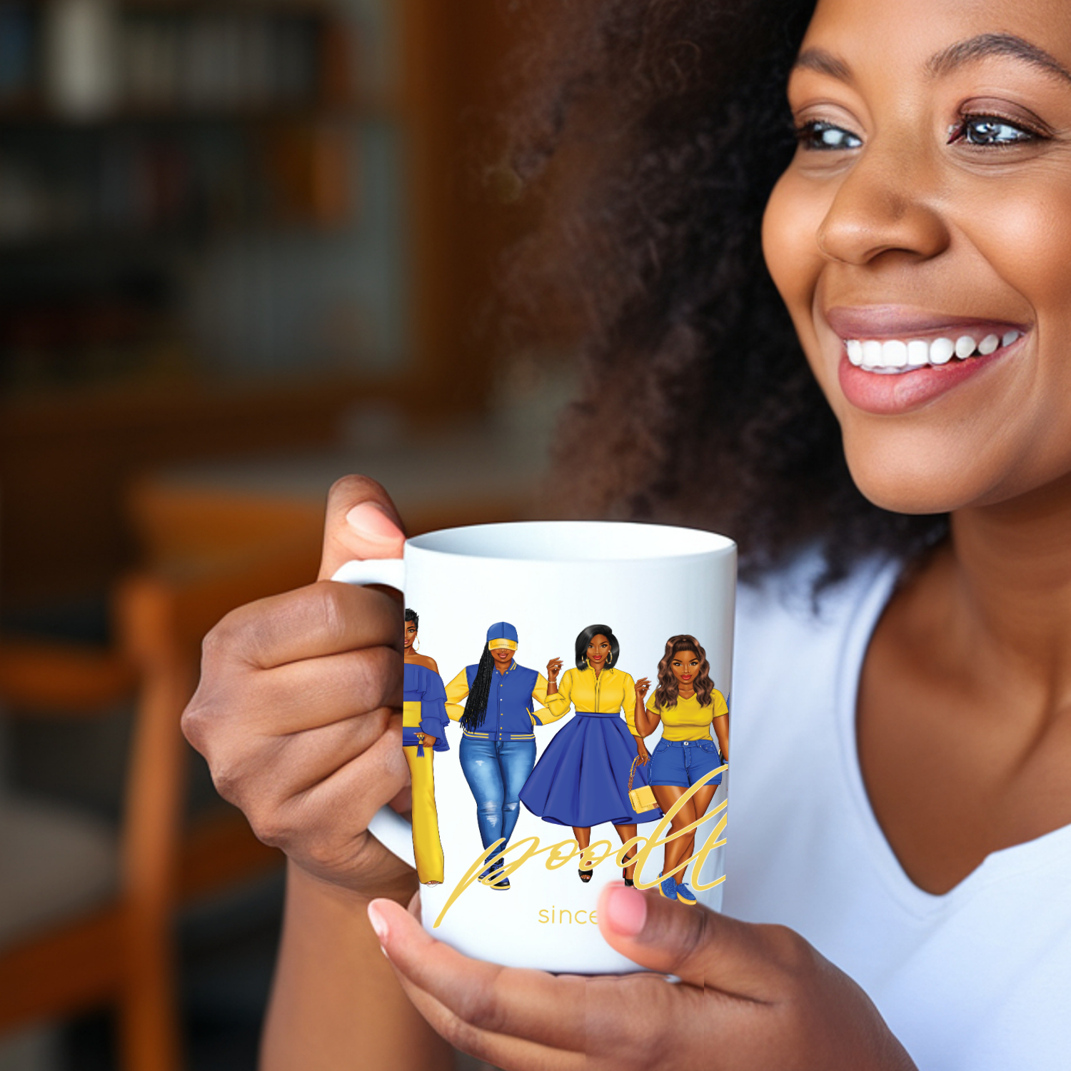 Divine Sisterhood Ceramic Mug in Blue/Yellow (11oz/15oz)