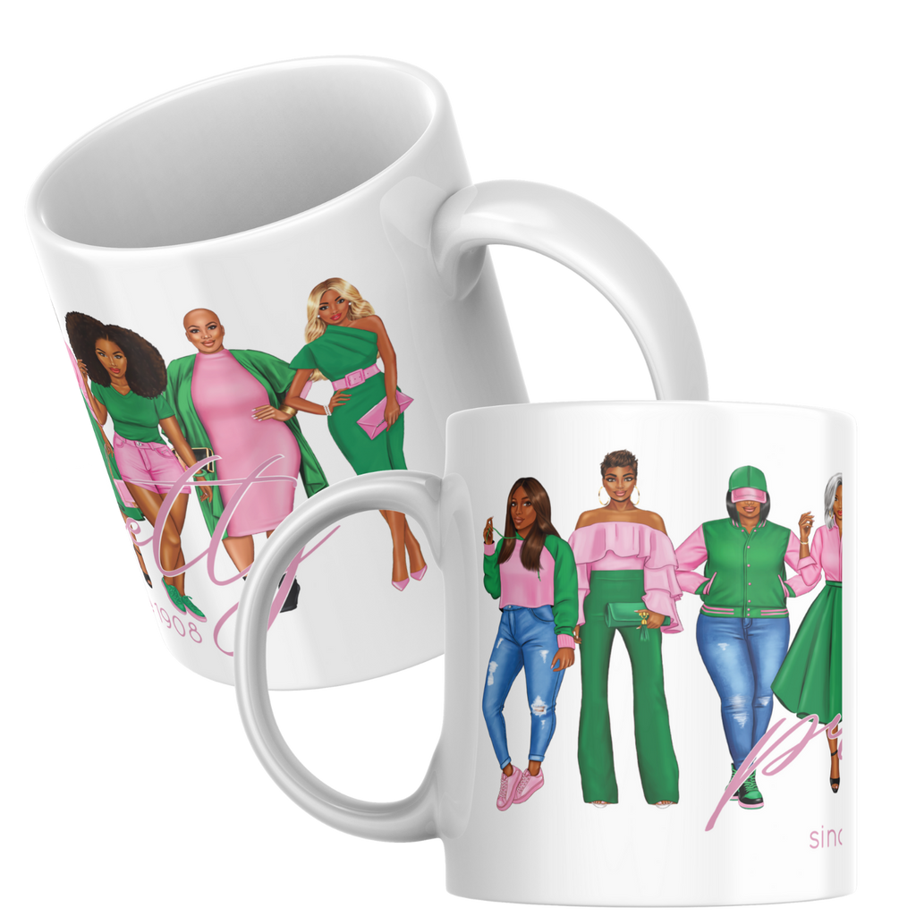 Divine Sisterhood Ceramic Mug in Pink/Green (11oz/15oz)