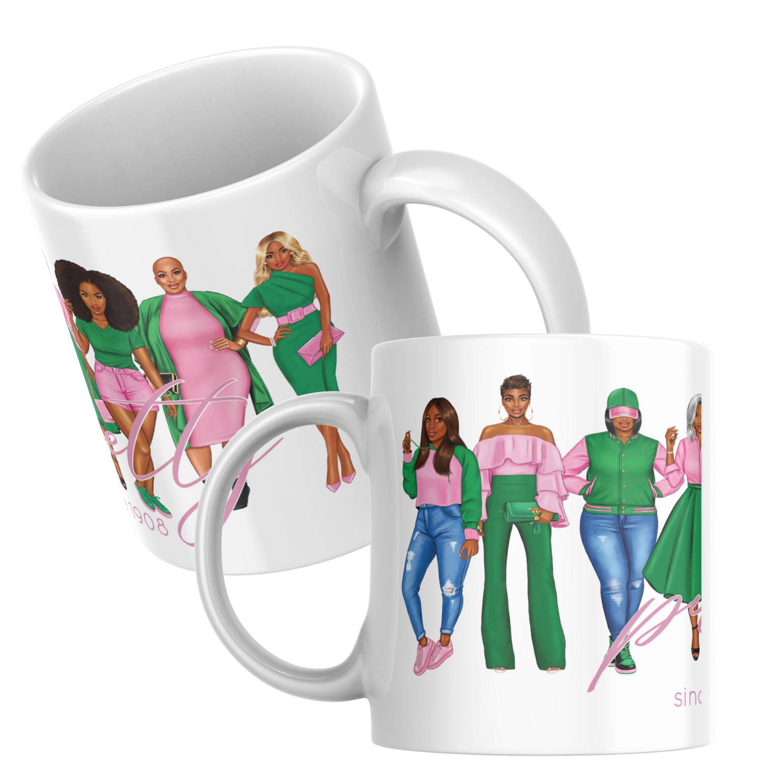 Divine Sisterhood Ceramic Mug in Pink/Green (11oz/15oz)