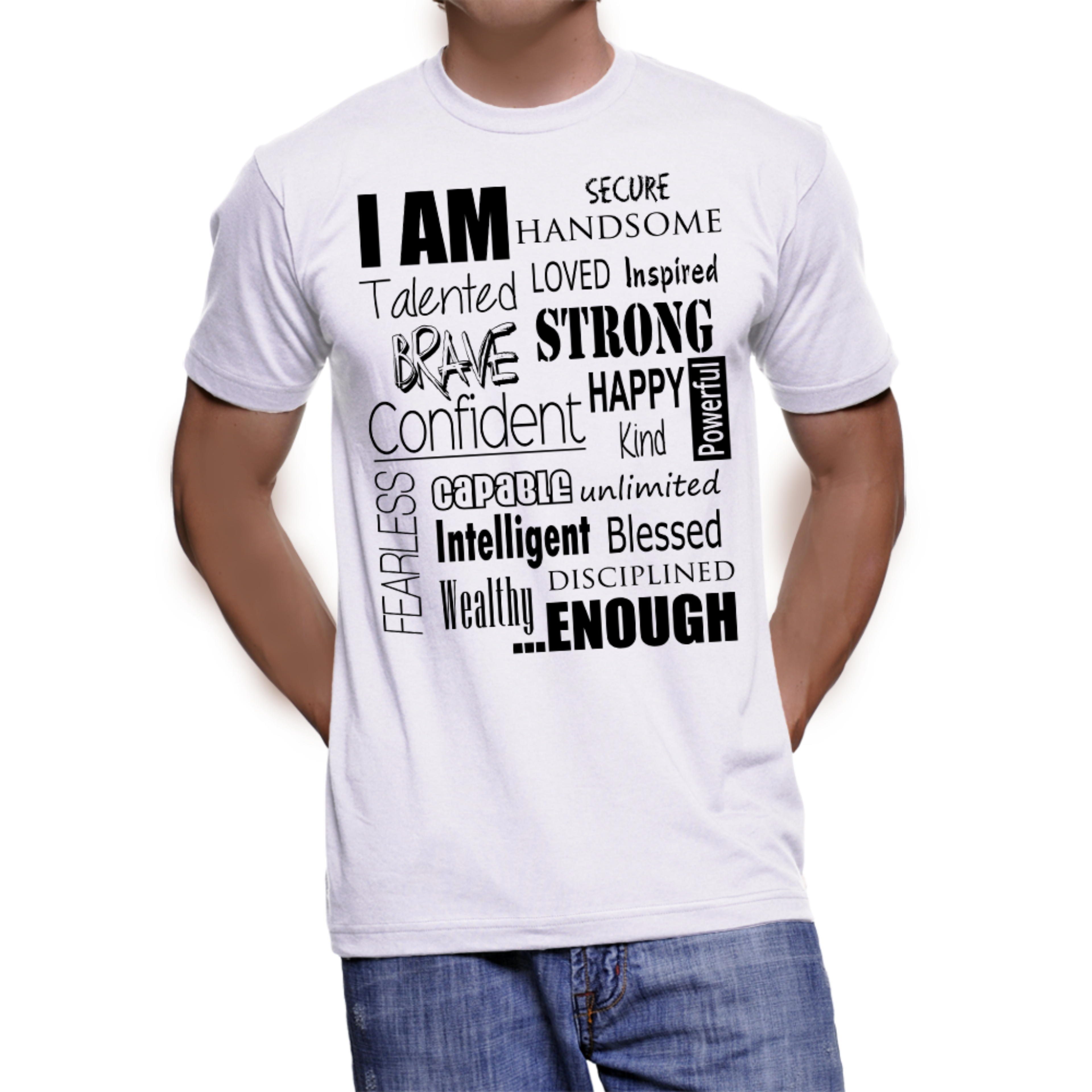 White I AM Positive Affirmation Tee & Tumbler Combo