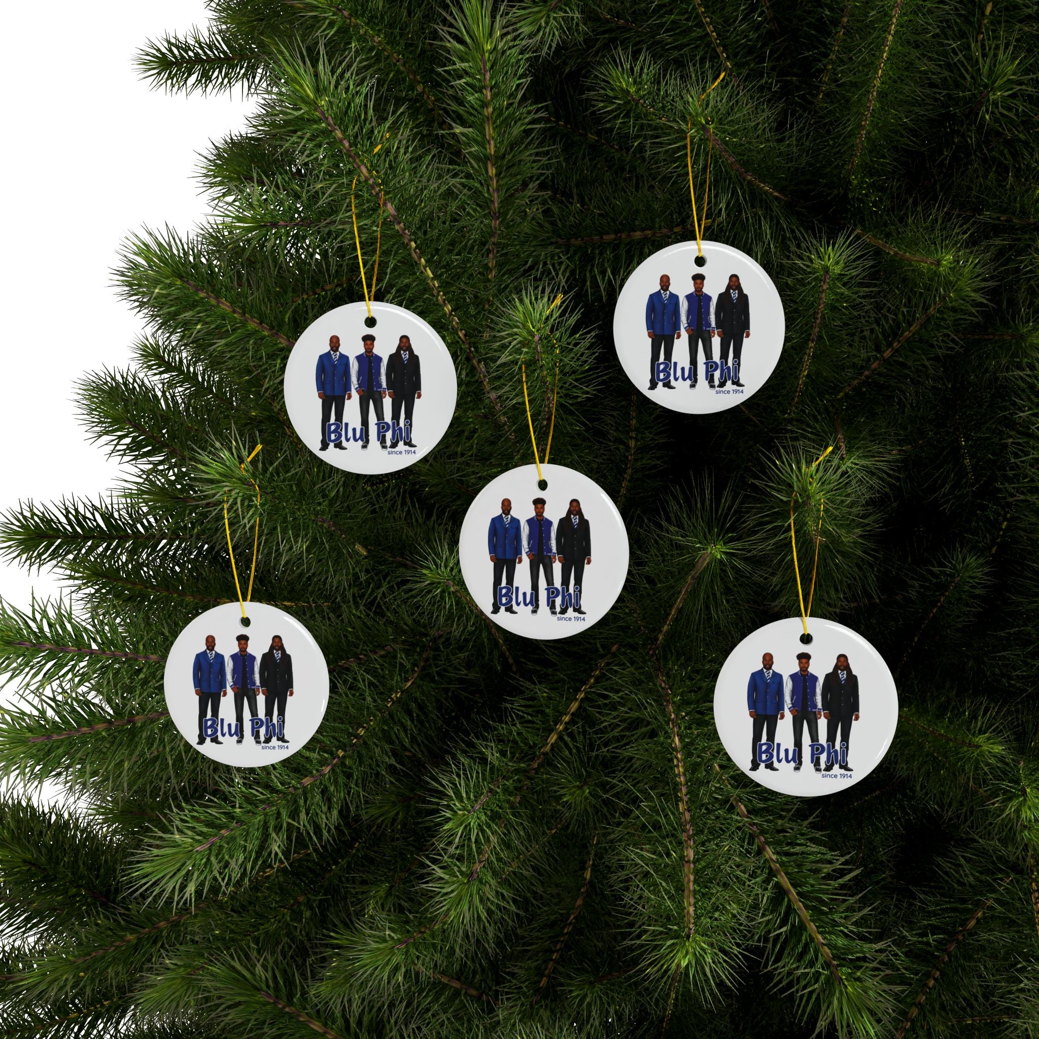 Divine Brotherhood Ceramic Ornament in Blue/White